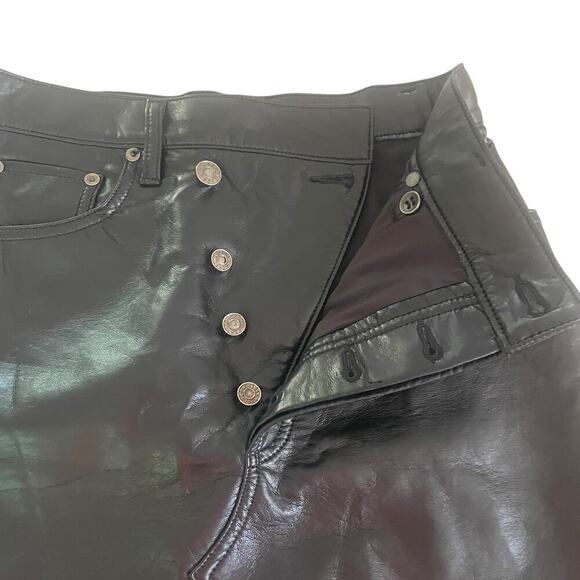 AGOLDE Black Criss Cross Recycled Leather Mini Skirt in Detox - Size 25/XS - Picture 14 of 16